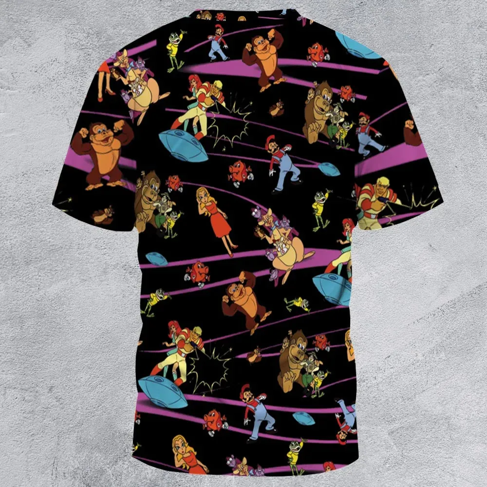 Saturday Supercade Characters All-Over Print Unisex T-Shirt - 2