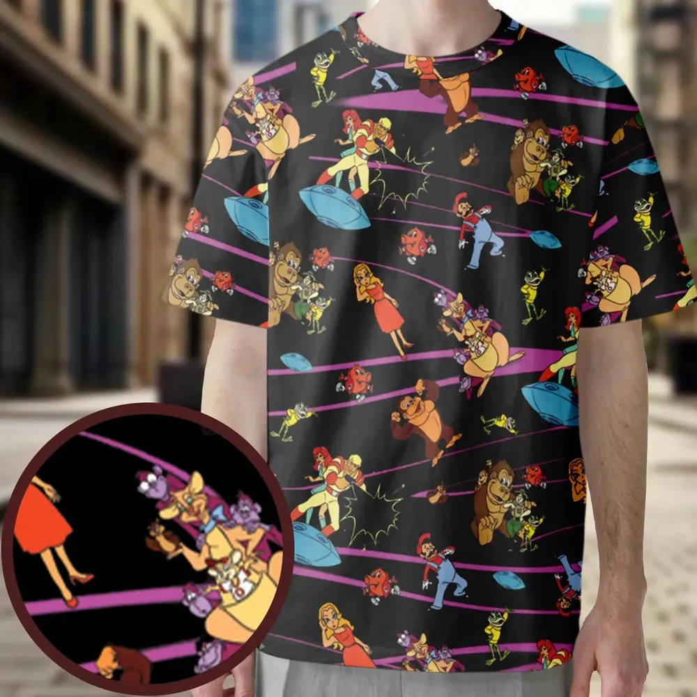 Saturday Supercade Characters All-Over Print Unisex T-Shirt - 3