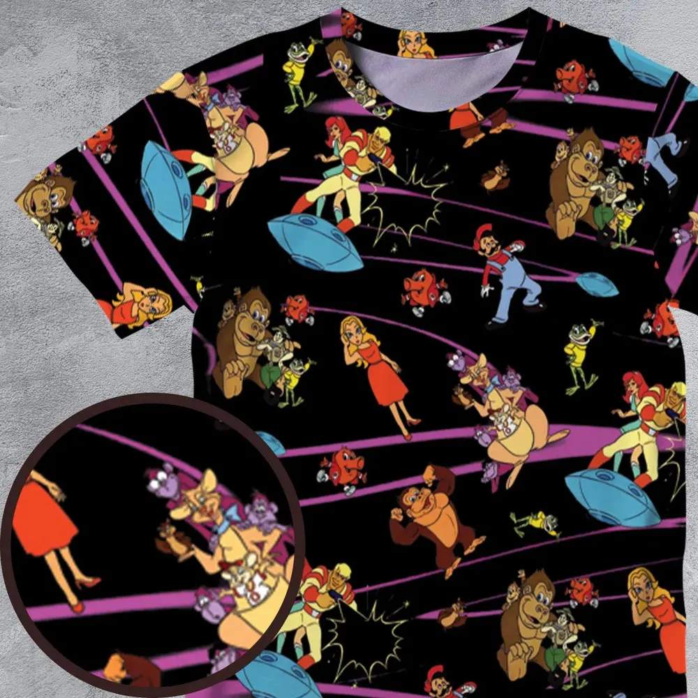 Saturday Supercade Characters All-Over Print Unisex T-Shirt - 4