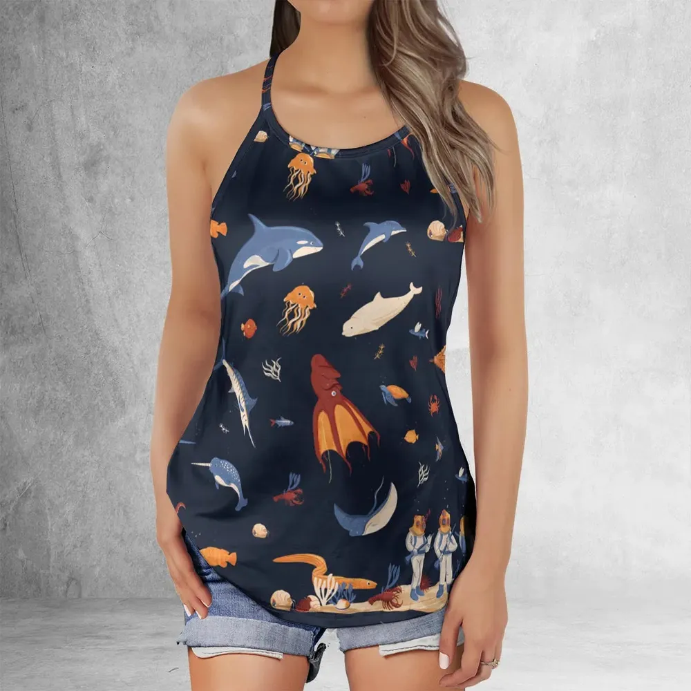 Around The Word Under The Sea Criss Cross Tank Top - 2