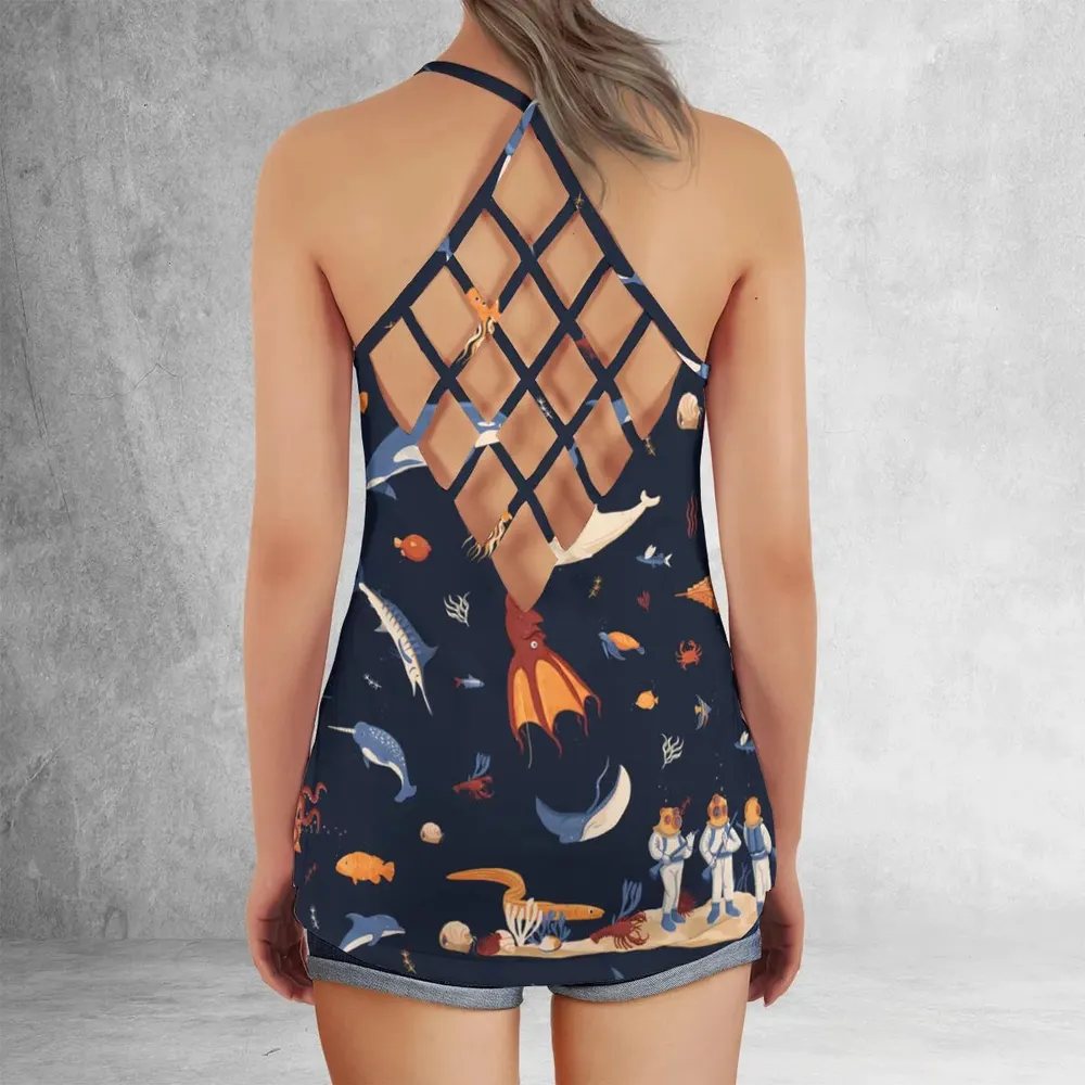 Around The Word Under The Sea Criss Cross Tank Top - 3