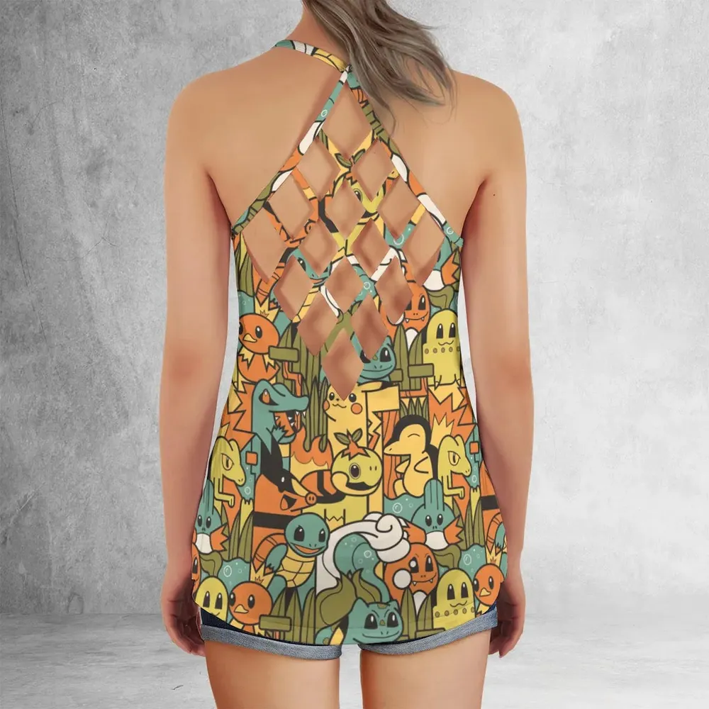 Power Starter Colors Pokemon Criss Cross Tank Top - 3