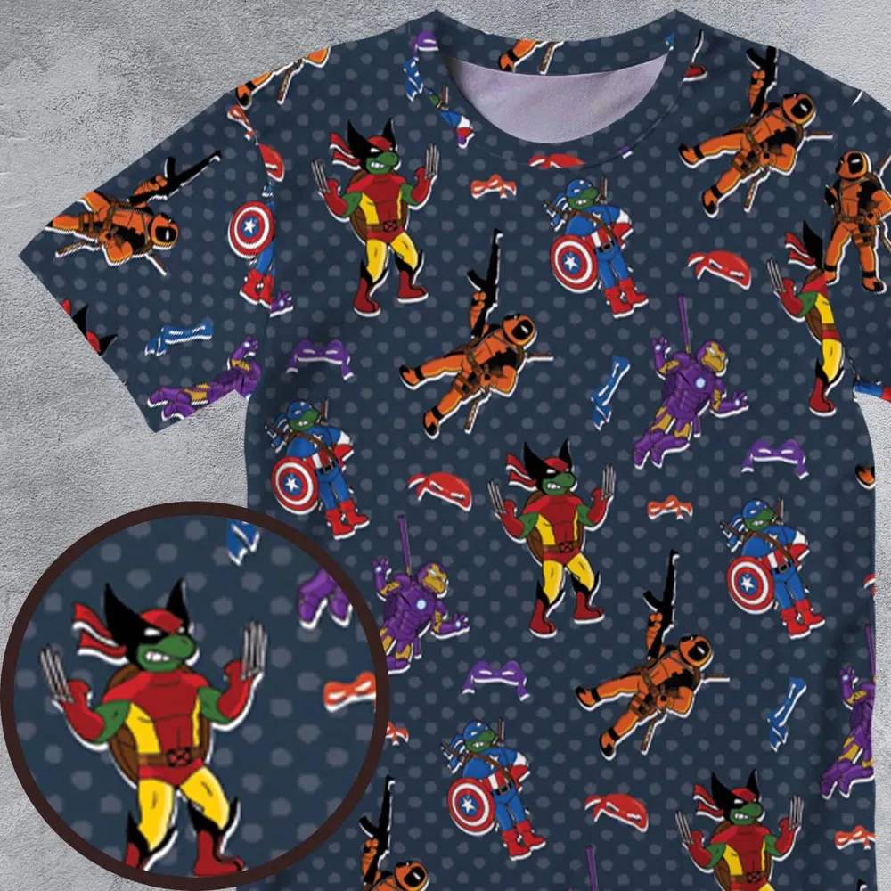 Super Turtles TMNT All-Over Print Unisex T-Shirt - 4