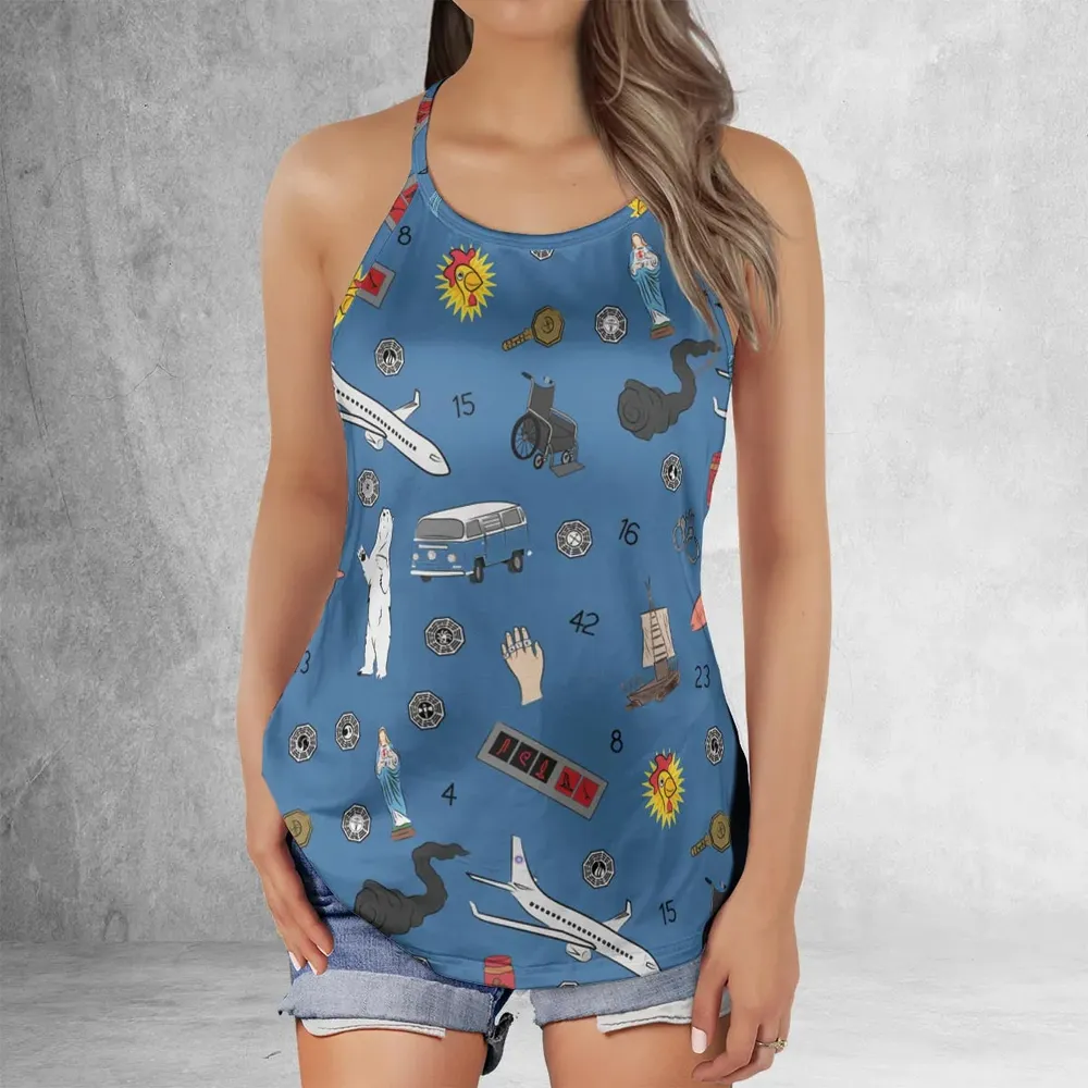 Get Lost Again Lost TV Show Criss Cross Tank Top - 2