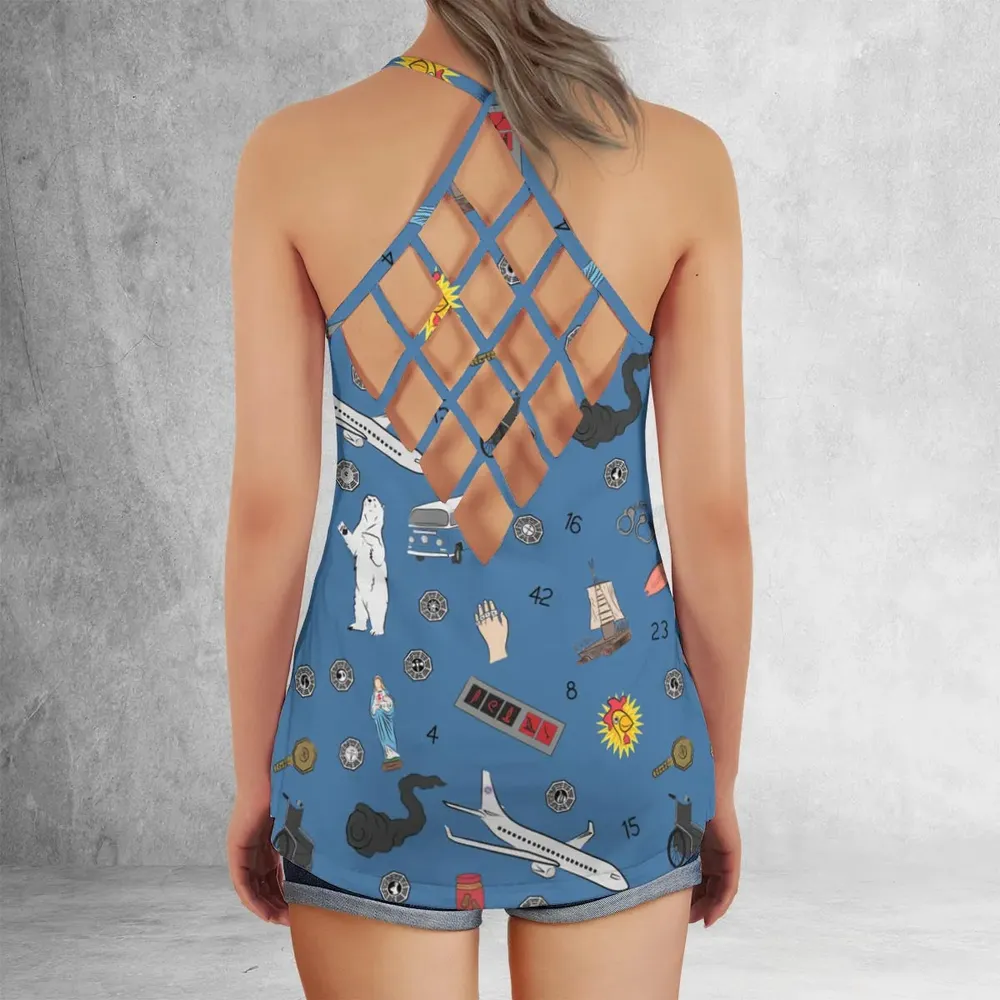 Get Lost Again Lost TV Show Criss Cross Tank Top - 3
