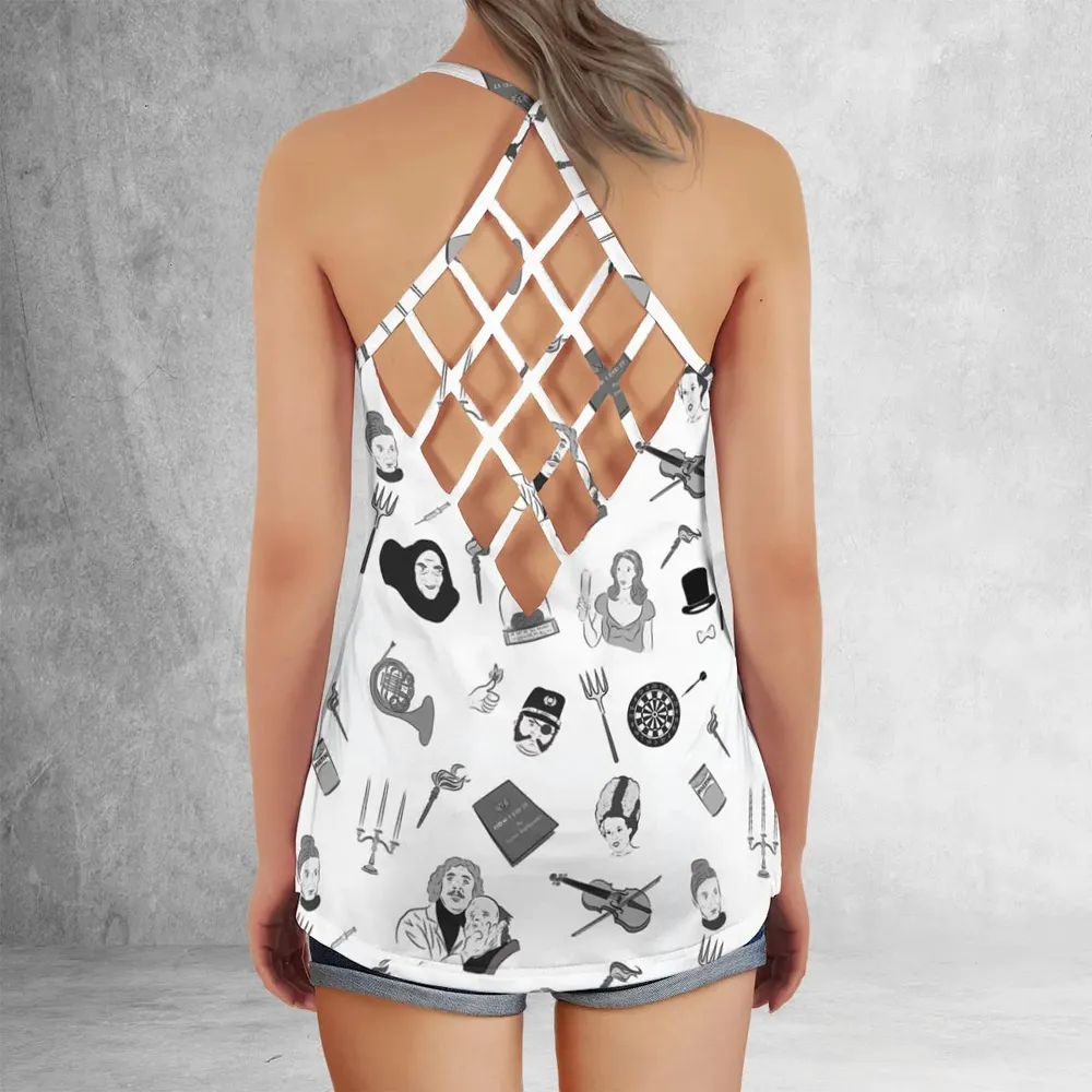 Pronounce Fronkenstein Young Frankenstein Criss Cross Tank Top - 3