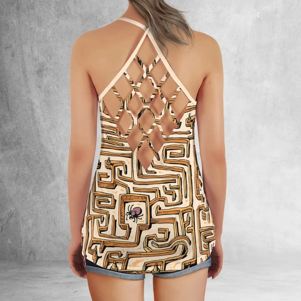 Fantasy Drip Labyrinth Criss Cross Tank Top - 3