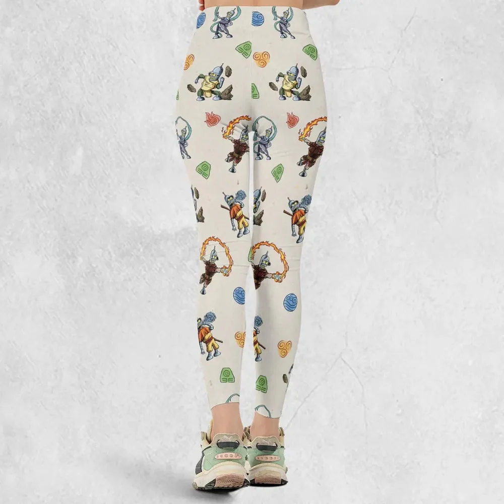 Water Earth Fire Air Bender Futurama Legging - 3