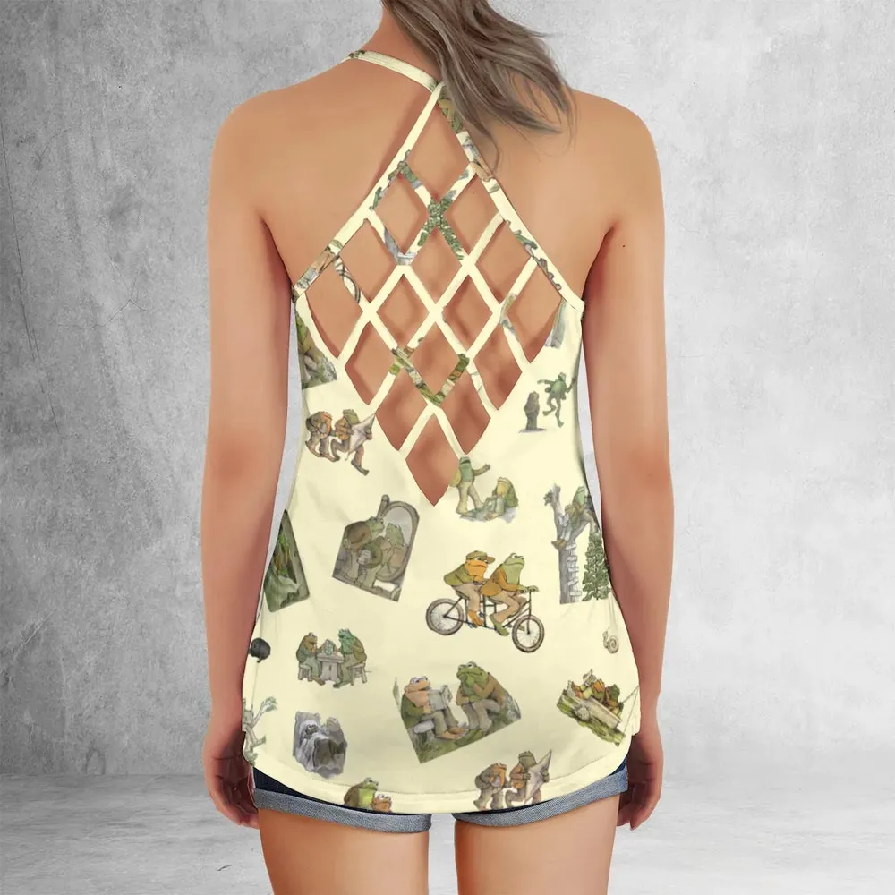 Frog and Toad Pattern Criss Cross Tank Top - 3