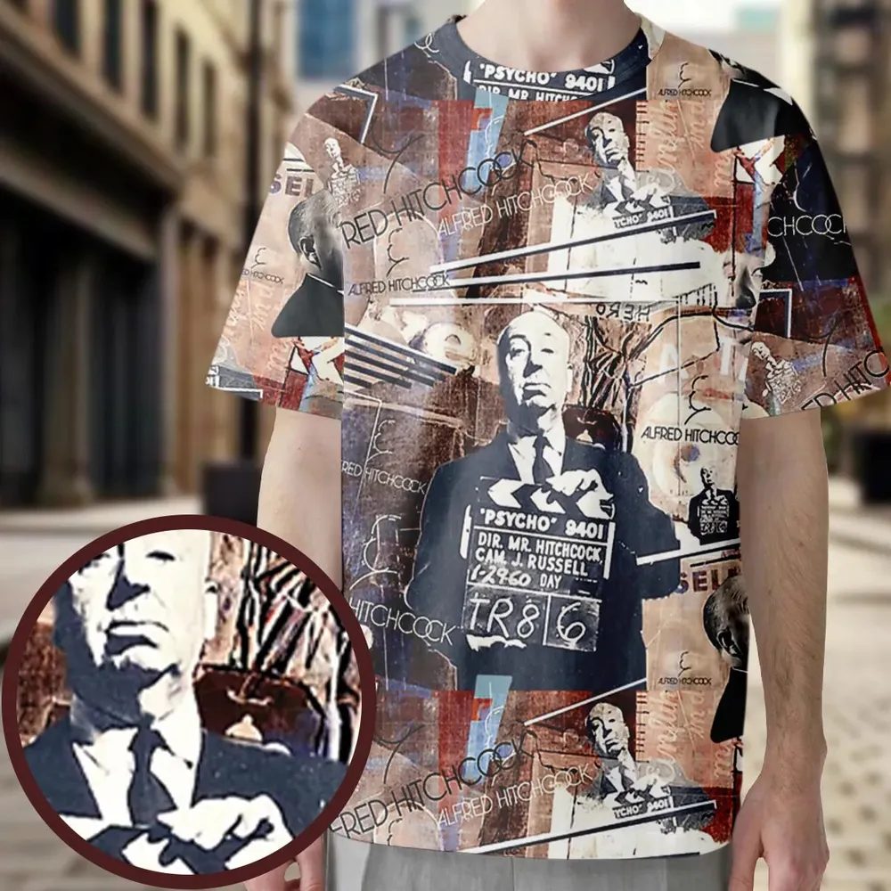 Alfred Hitchcock Aesthetic All-Over Print Unisex T-Shirt - 3