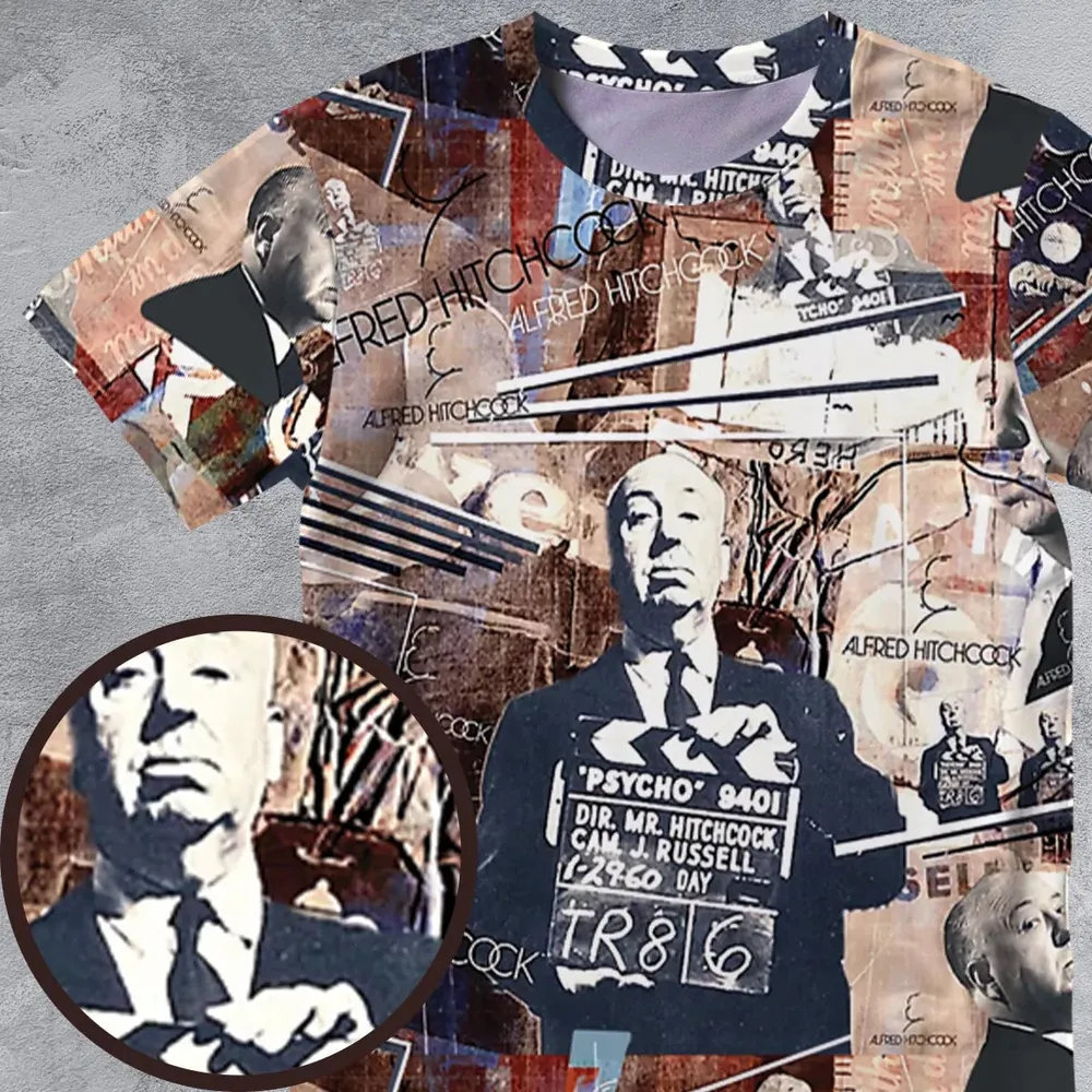 Alfred Hitchcock Aesthetic All-Over Print Unisex T-Shirt - 4
