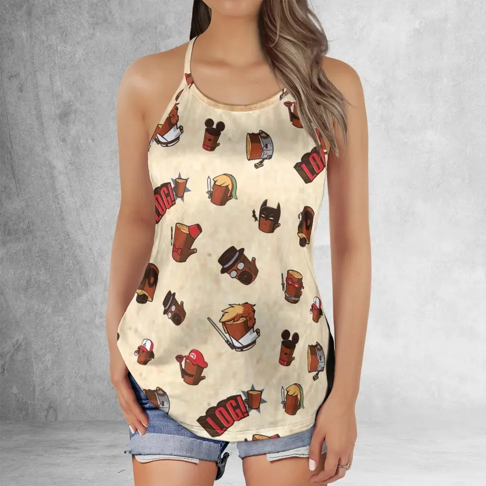Pop Culture Characters Logs  Ren & Stimpy Criss Cross Tank Top - 2