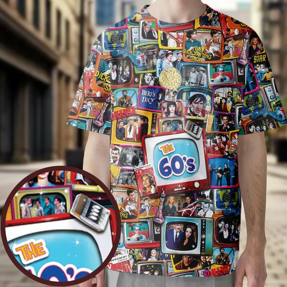 The 60s Classic TV Shows All-Over Print Unisex T-Shirt - 3