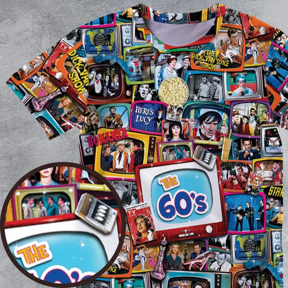 The 60s Classic TV Shows All-Over Print Unisex T-Shirt - 4