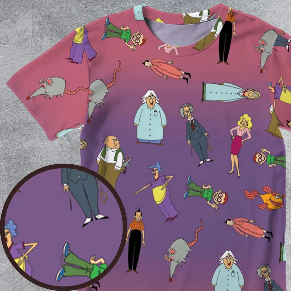 The Completely Mental Misadventures of Ed Grimley Characters All-Over Print Unisex T-Shirt - 4