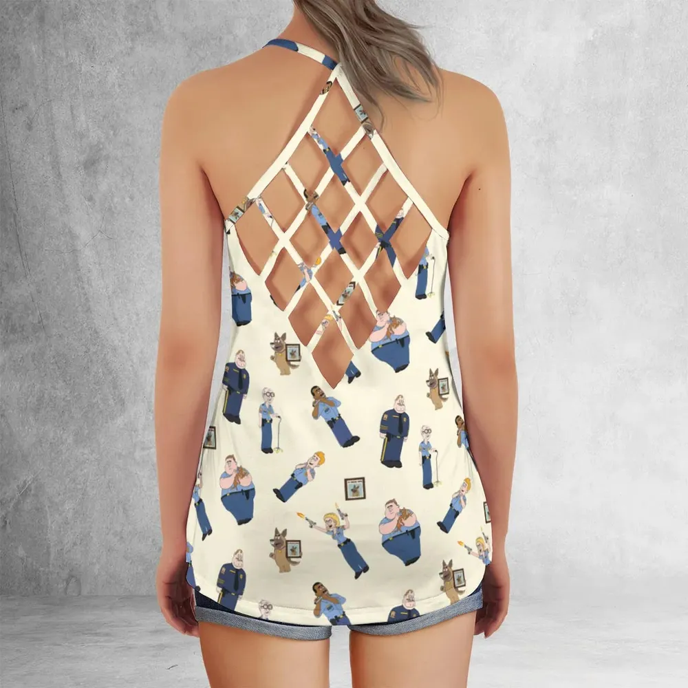 Cop Comedy Paradise Pd Criss Cross Tank Top - 3