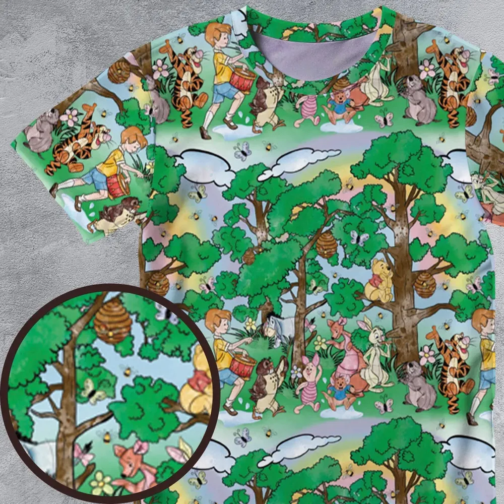 Bear and Friends Winnie the Pooh All-Over Print Unisex T-Shirt - 4