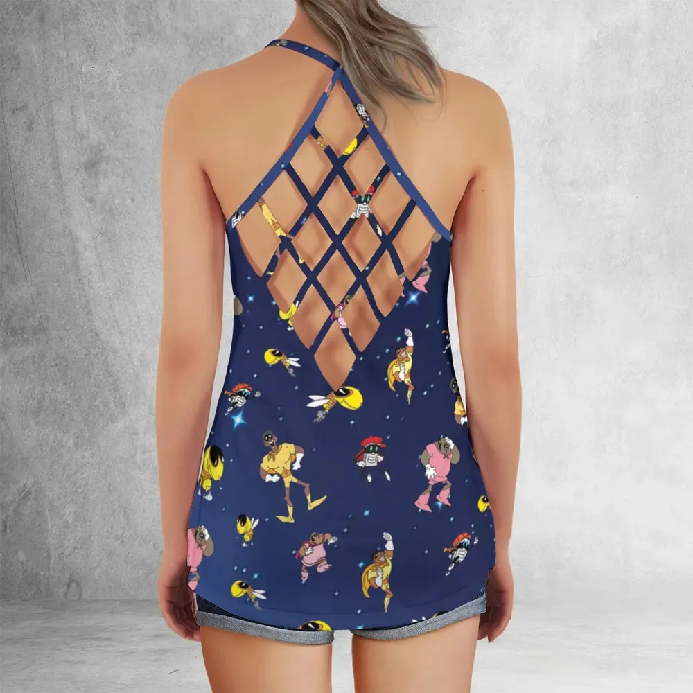 Brown Hornet characters Criss Cross Tank Top - 3