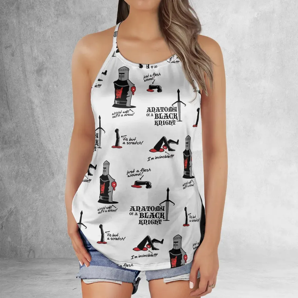 Tis but a scratch Black Knight Monty Python And The Holy Grail Criss Cross Tank Top - 2