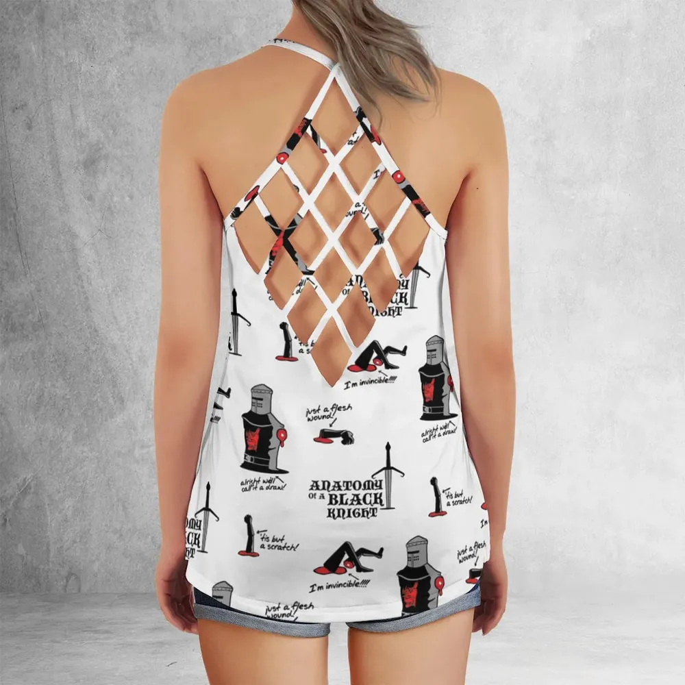 Tis but a scratch Black Knight Monty Python And The Holy Grail Criss Cross Tank Top - 3