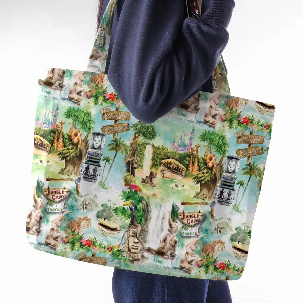 Water Color Jungle Cruise Map Large Tote Bag - 2
