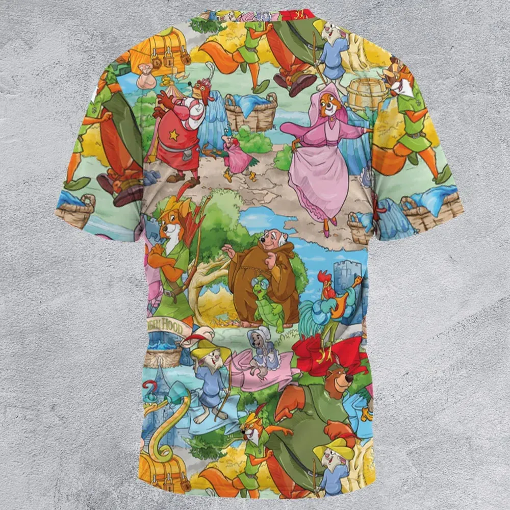 Archer Wood Plaid Robin Hood All-Over Print Unisex T-Shirt - 2