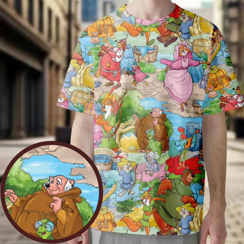 Archer Wood Plaid Robin Hood All-Over Print Unisex T-Shirt - 3