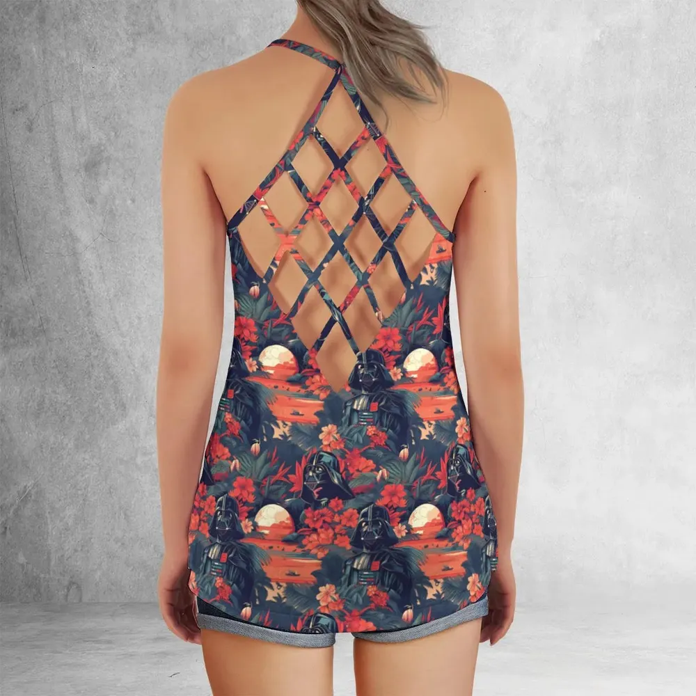 Dark Side of the Tropics Criss Cross Tank Top - 3