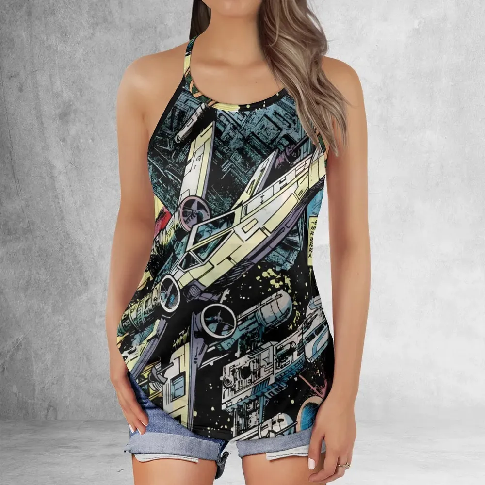 Han Solo Spaceship Star Wars Criss Cross Tank Top - 2