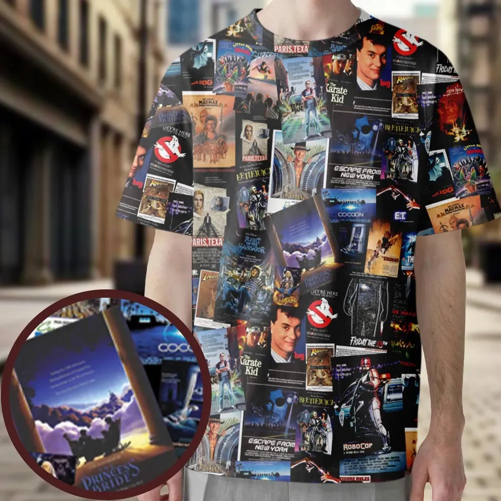 1980s Movie All-Over Print Unisex T-Shirt - 3