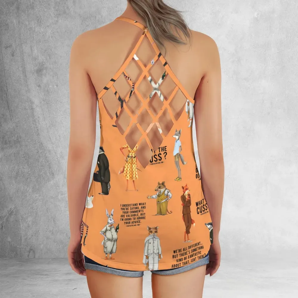 Cuss You Are Fantastic Mr. Fox Criss Cross Tank Top - 3