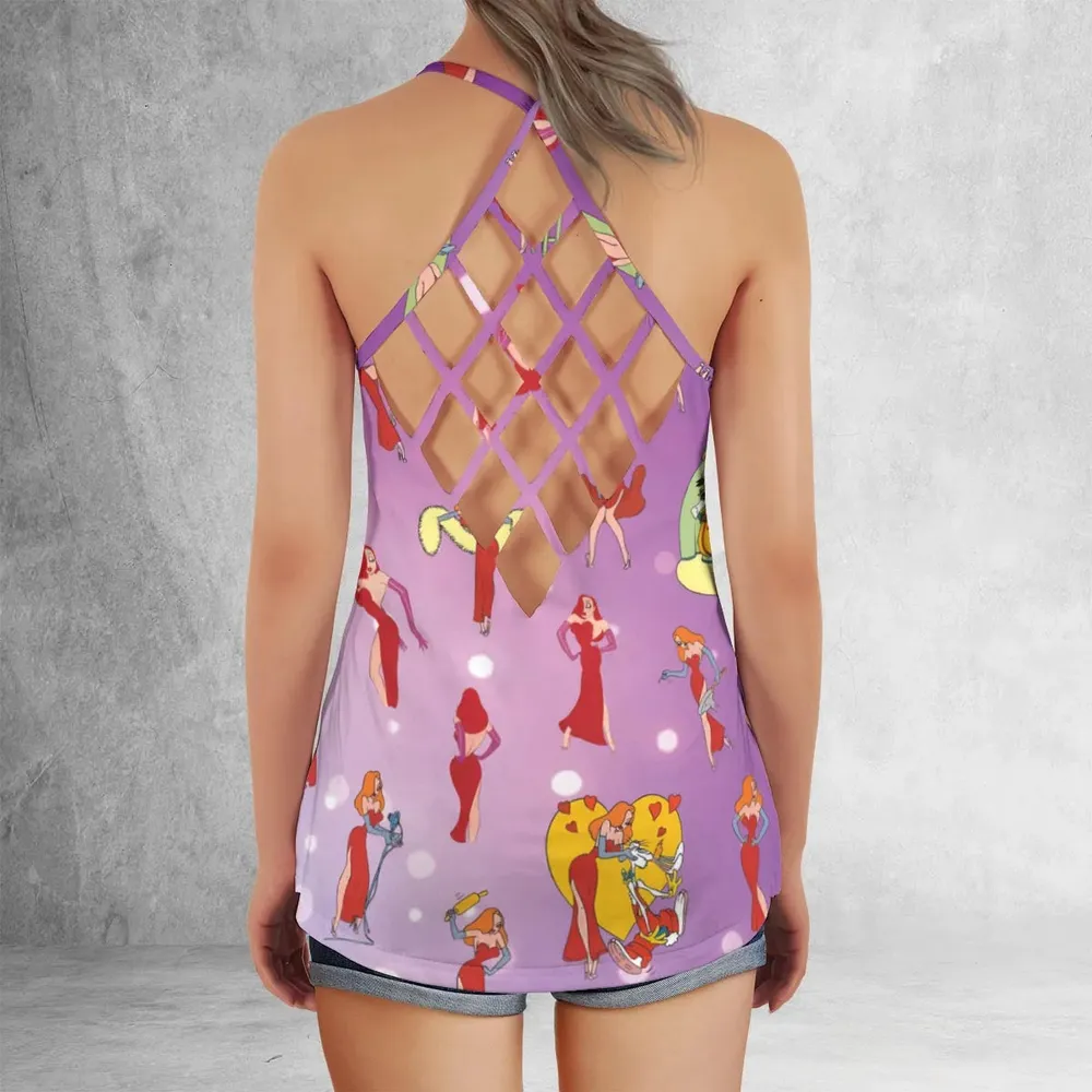 Red Hot Jessica Rabbit Who Framed Roger Rabbit Criss Cross Tank Top - 3