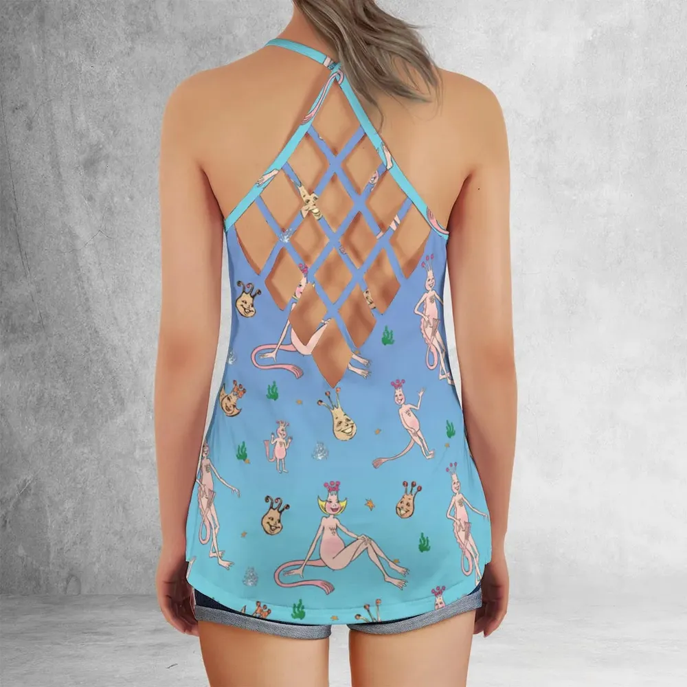 Who You Callin' One-eyed Shrimp Sea-Monkeys Criss Cross Tank Top - 3