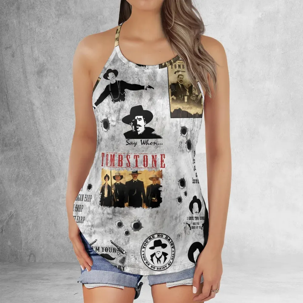 Classic Western Tombstone Criss Cross Tank Top - 2