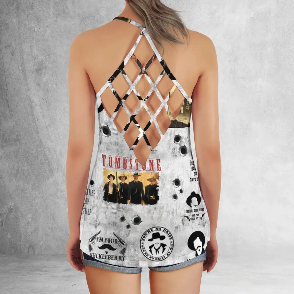 Classic Western Tombstone Criss Cross Tank Top - 3