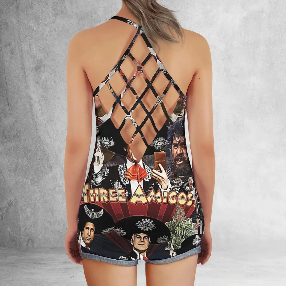 Three Amigos and the Infamous El Guapo Criss Cross Tank Top - 3
