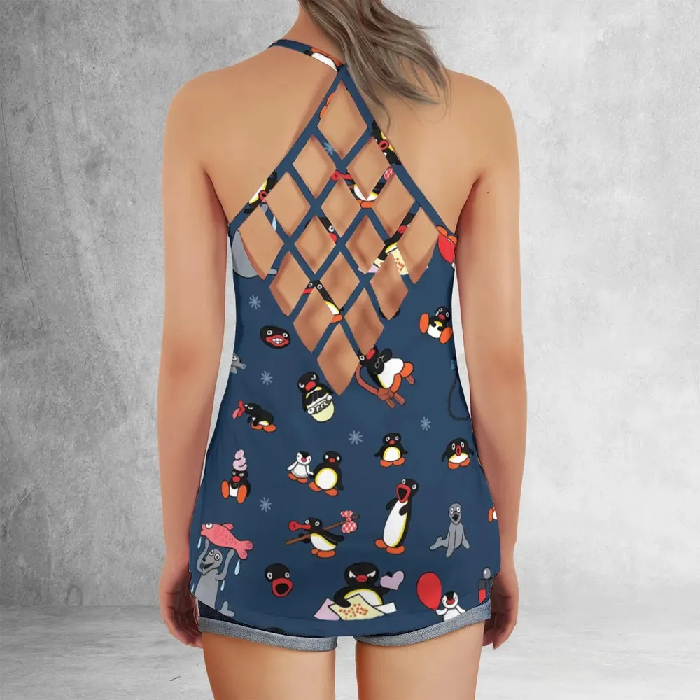Noot Noot Pingu Criss Cross Tank Top - 3