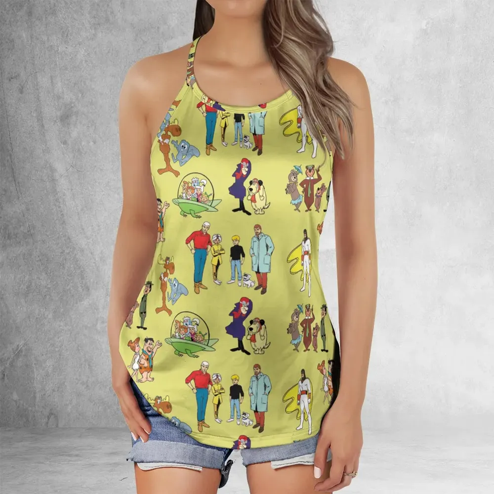 60s Cartoon Characters Criss Cross Tank Top - 2
