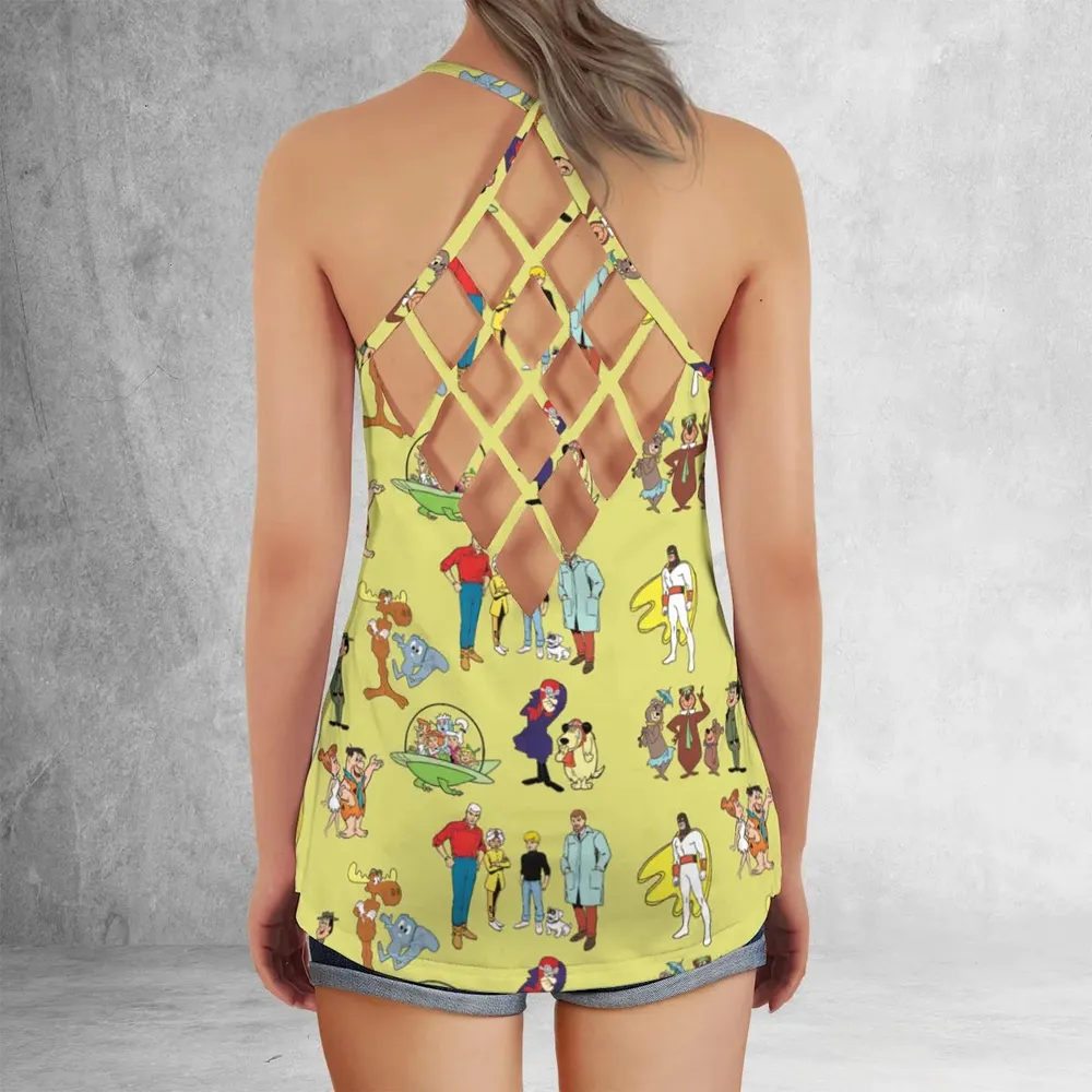 60s Cartoon Characters Criss Cross Tank Top - 3