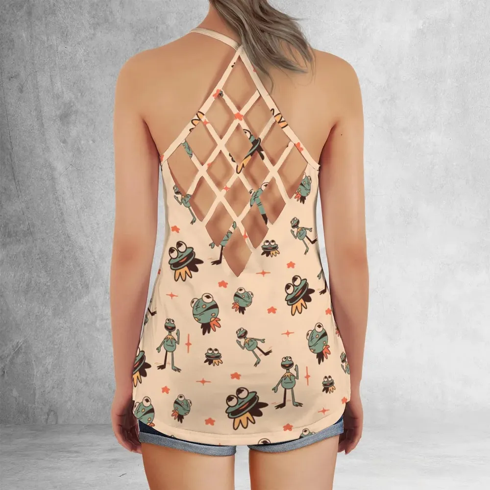 Kermit The Frog Doodles Criss Cross Tank Top - 3