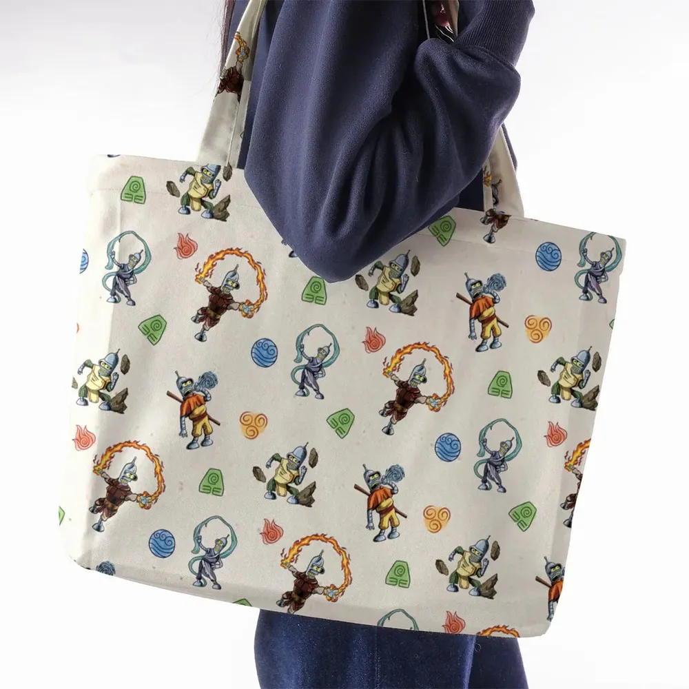 Water Earth Fire Air Bender Futurama Large Tote Bag - 2