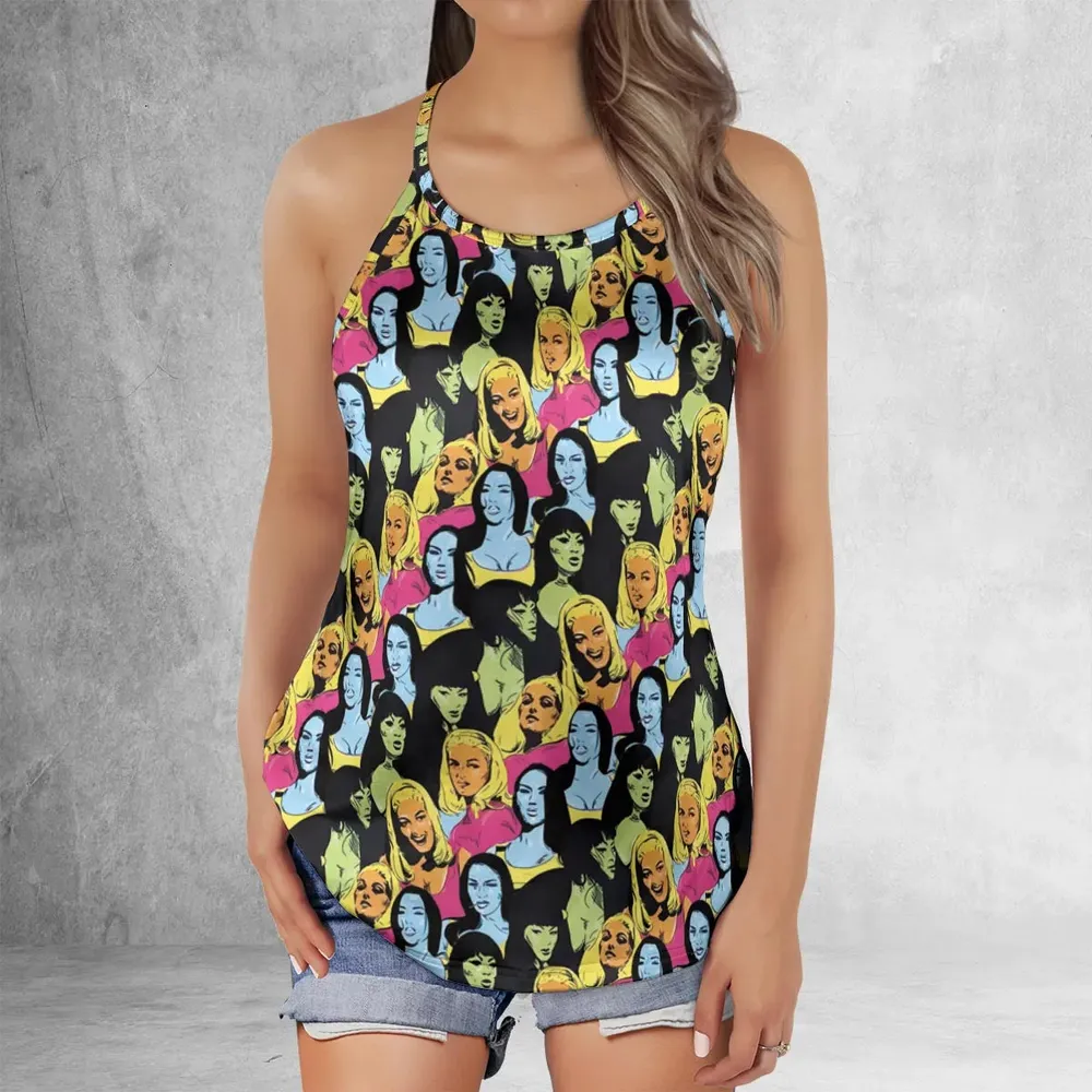 Retro Superwomen Belted Buckled and Booted Criss Cross Tank Top - 2