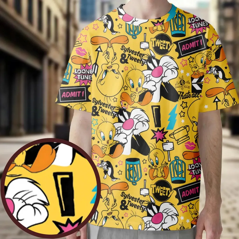 Cartoon Drip Looney Tunes All-Over Print Unisex T-Shirt - 3