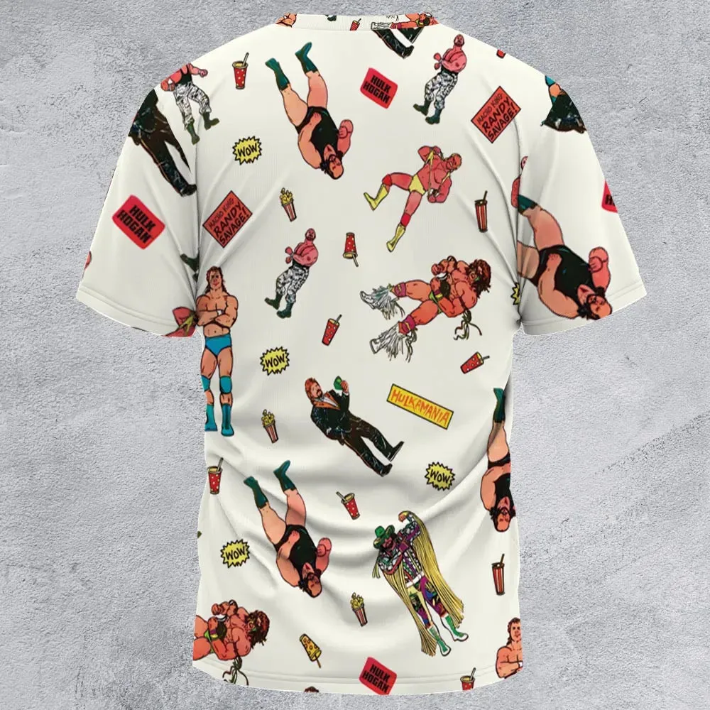 Wrestling Superstars Hulk Hogan Macho Man Logos All-Over Print Unisex T-Shirt - 2