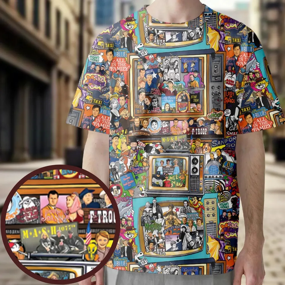 Timeless Memories of TV All-Over Print Unisex T-Shirt - 3