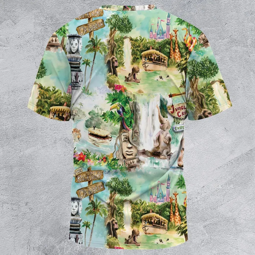 Water Color Jungle Cruise Map All-Over Print Unisex T-Shirt - 2