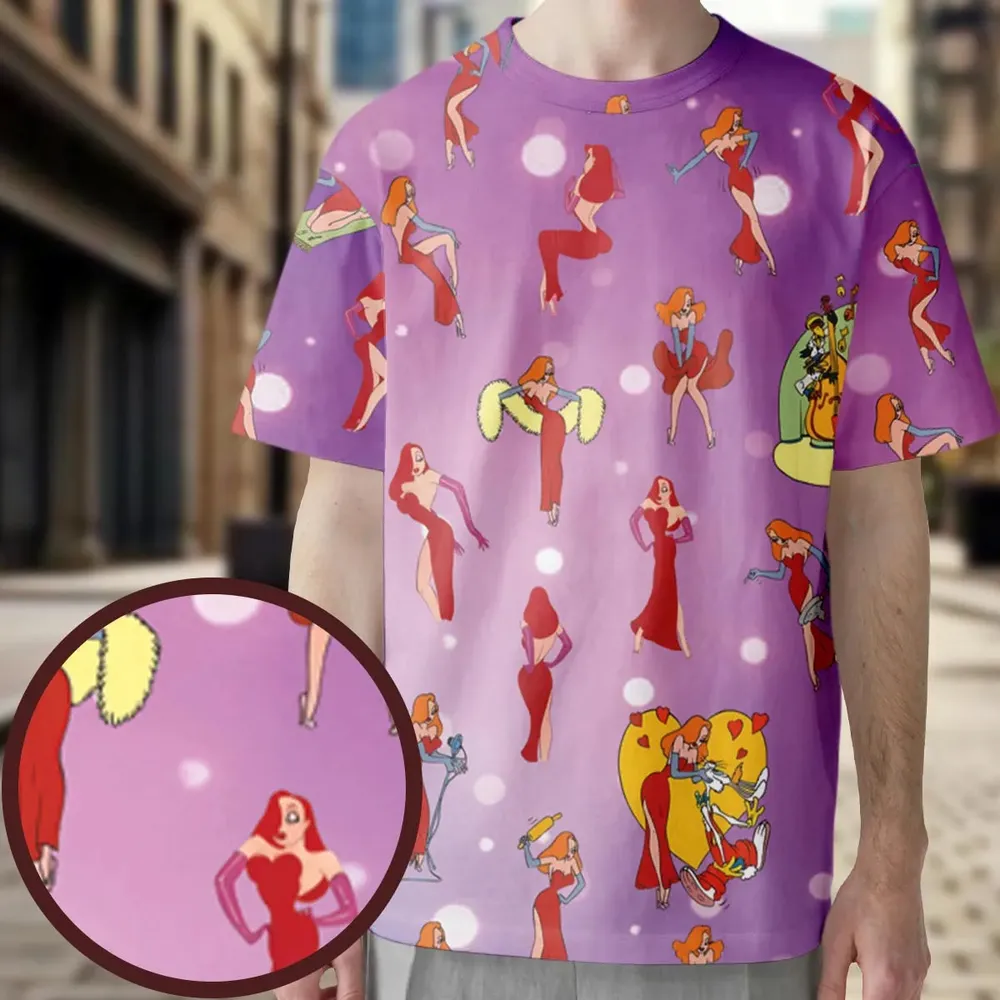 Red Hot Jessica Rabbit Who Framed Roger Rabbit All-Over Print Unisex T-Shirt - 3