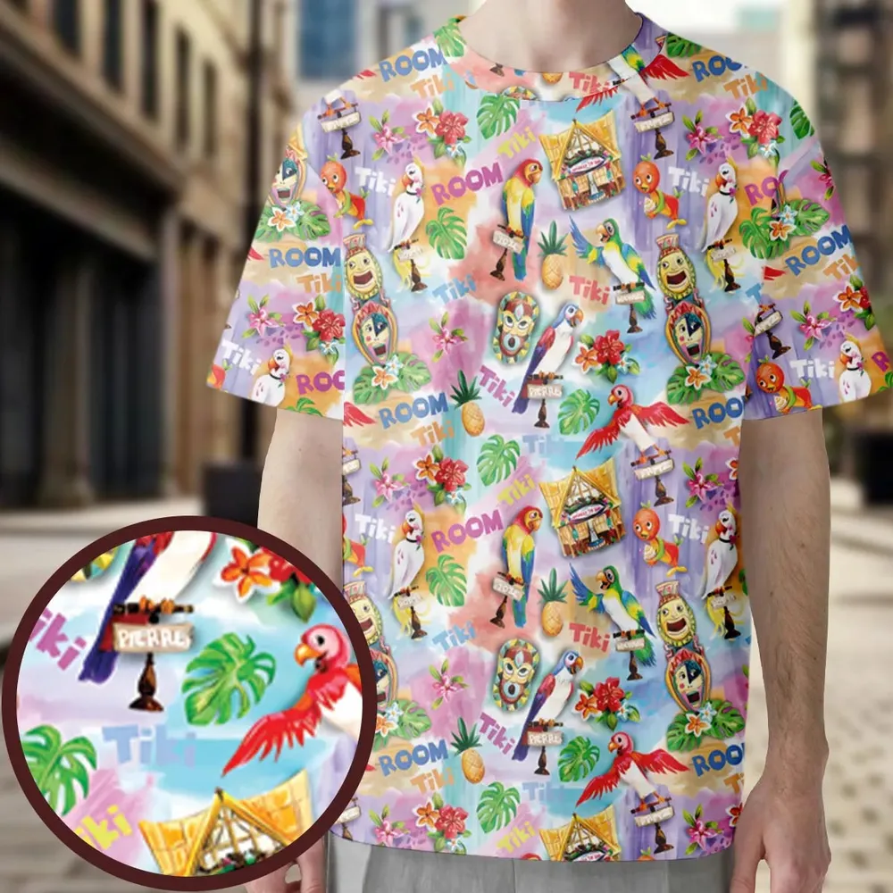 Tiki Room With Orange Bird All-Over Print Unisex T-Shirt - 3