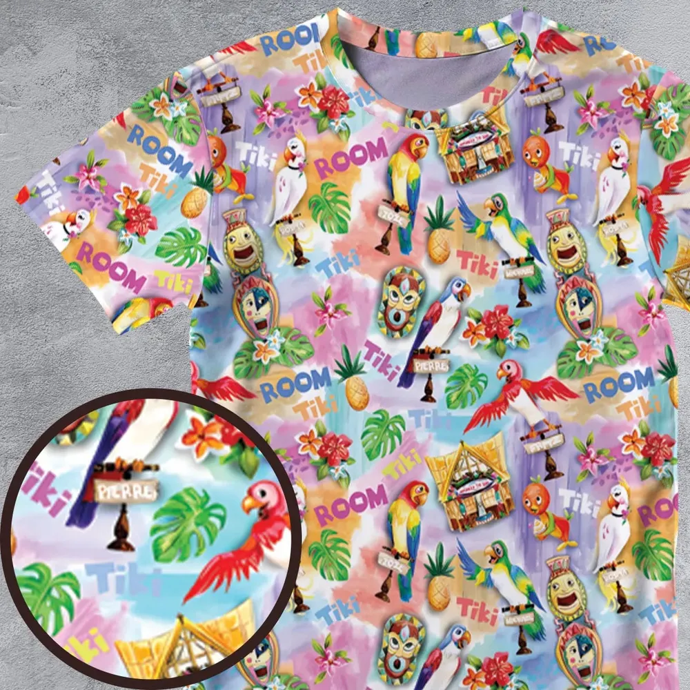 Tiki Room With Orange Bird All-Over Print Unisex T-Shirt - 4