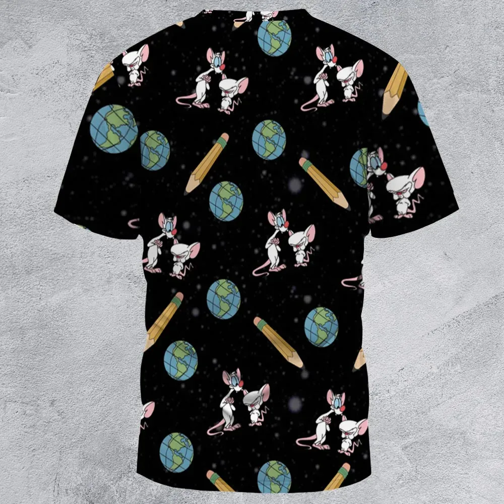 Geek Drip Pinky and The Brain All-Over Print Unisex T-Shirt - 2